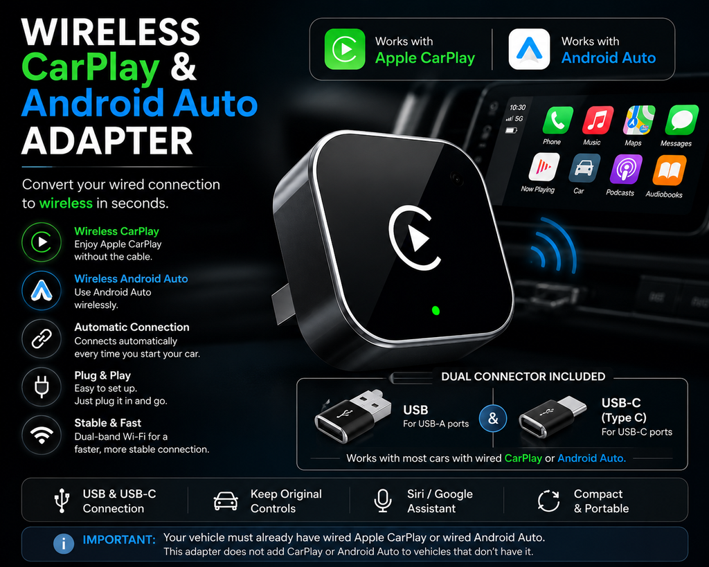 Pinnacle wireless CarPlay & Android Auto Adapter